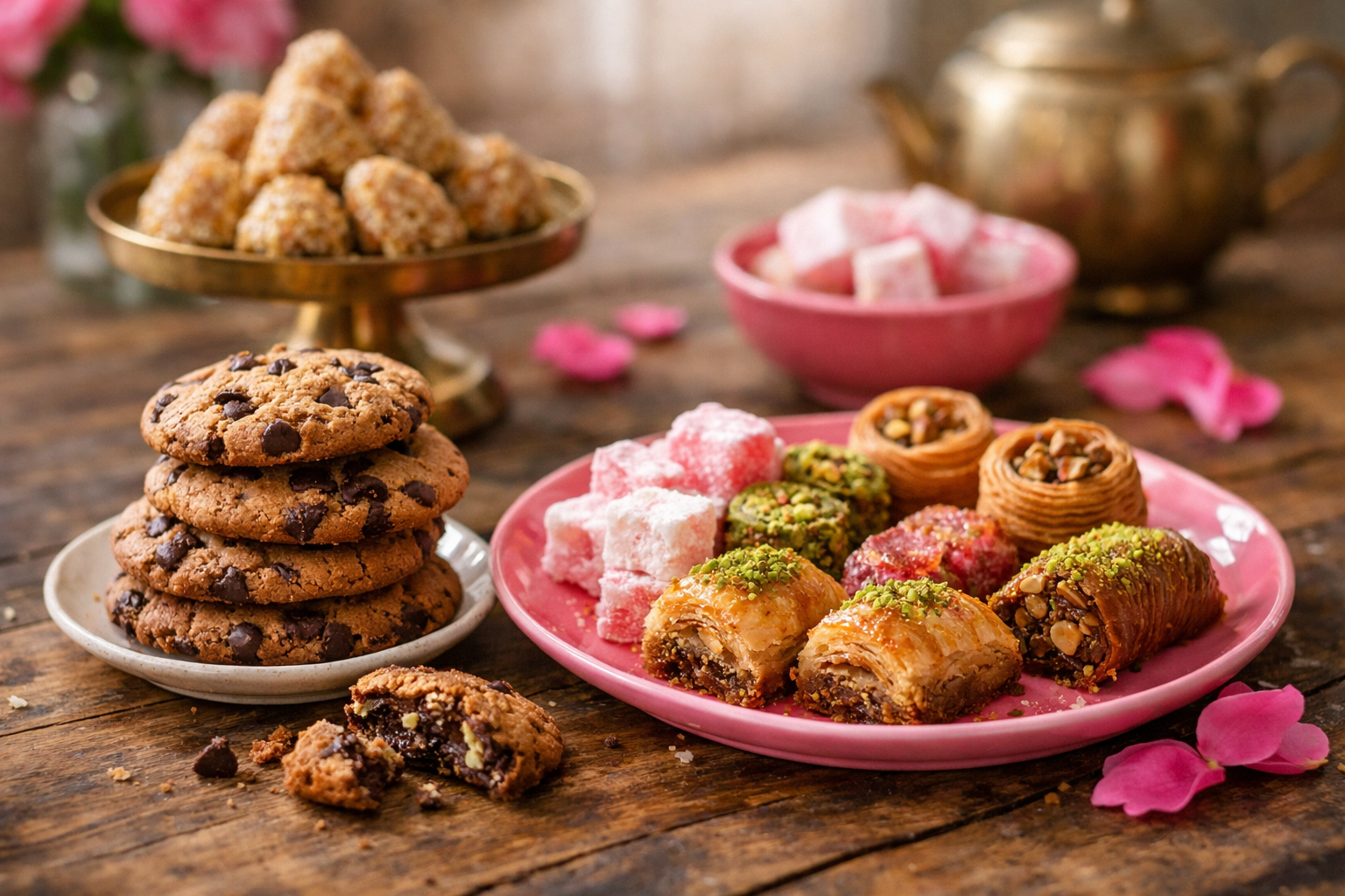 El yapımı çikolatalı kurabiyeler ve tatlılar